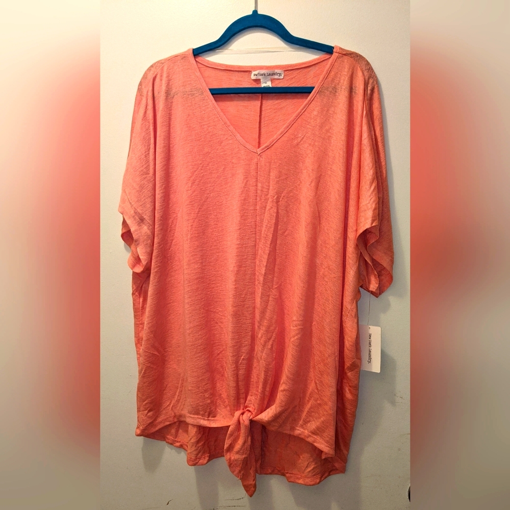Coral V-Neck Women's Top Size 3X